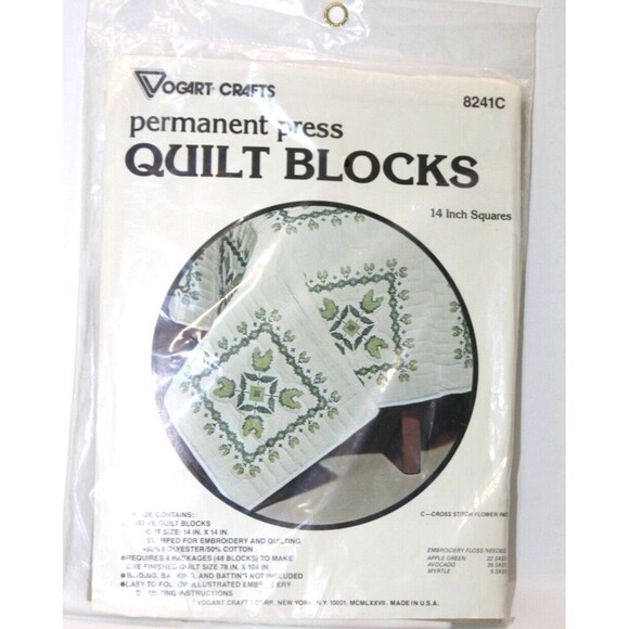 Vogart Crafts Stamped Quilt Blocks No. 8241C Cross Stitch Flower Patch 14" Squar - Picture 7 of 7